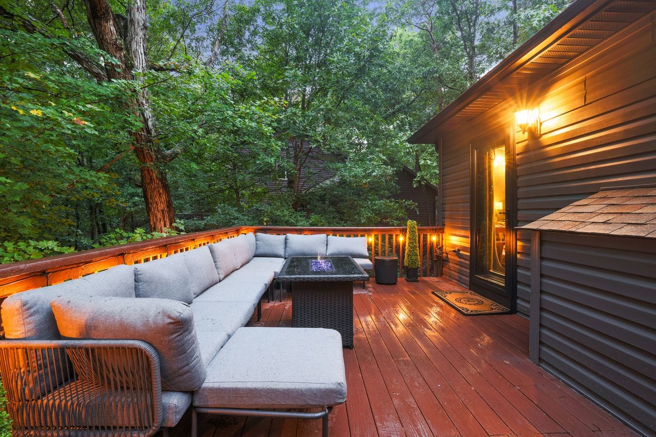 Upper deck sectional at twilight